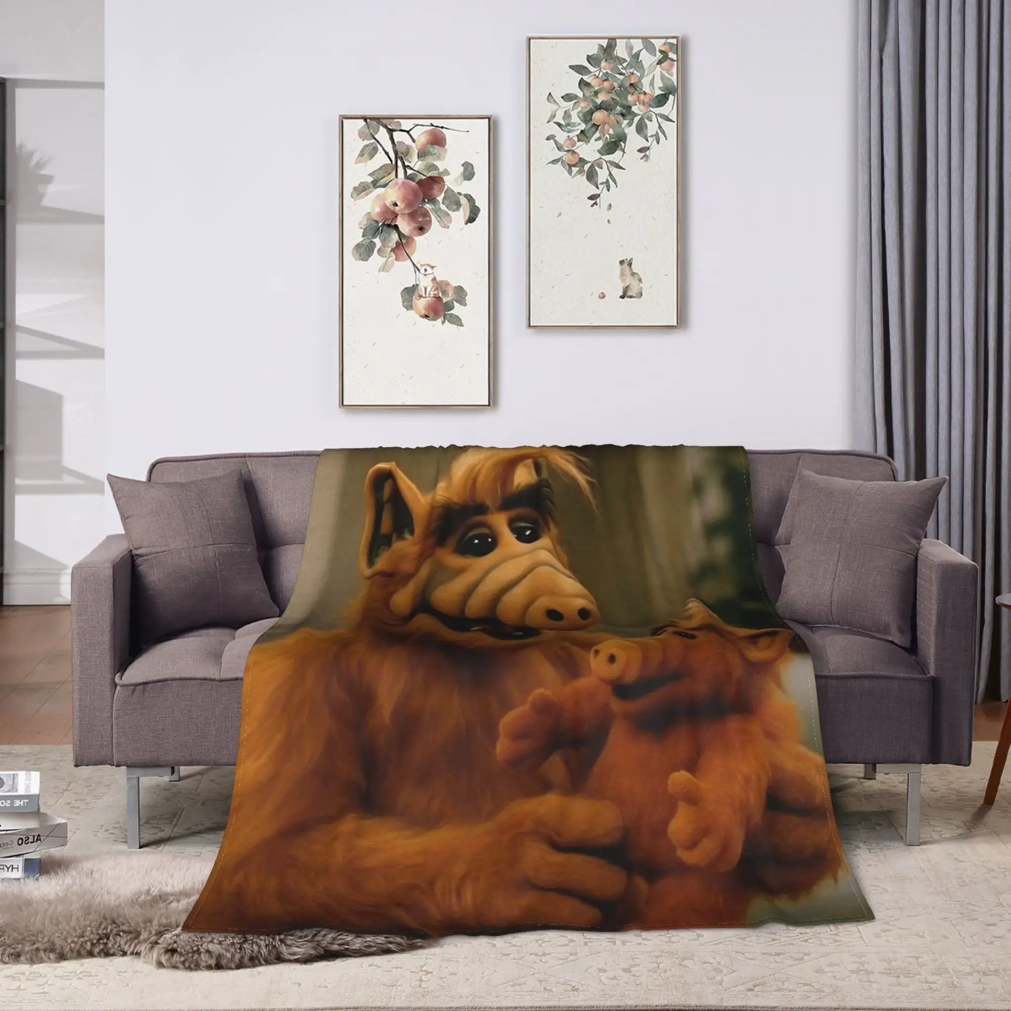 Super Warm Blankets Picnic Alf Retro 80s Alien Throw Blanket  Flannel Bedspread For Bedroom Fashion Sofa Bed Cover