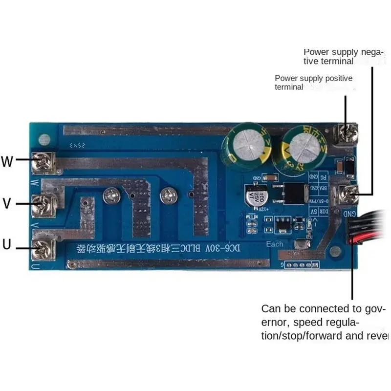 ABUI-750W Sensorless BLDC Motor Driver Board DC12V 24V 30V Three Phase Brushless DC Motor Speed Controller DC Motor Governor