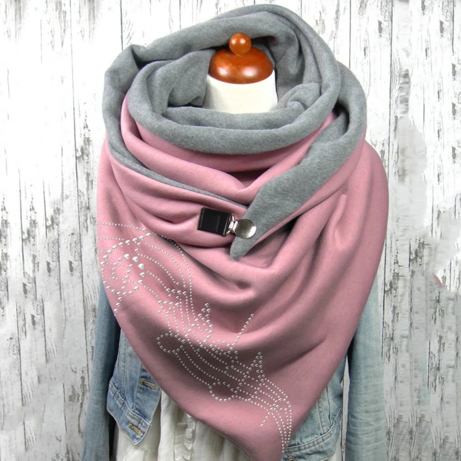 Women Scarves Winter Warm Wraps Ladies Elegant Solid Dot Printing Button Soft Casual Scarf 2024 Female Warm Scarves Shawls Шарф