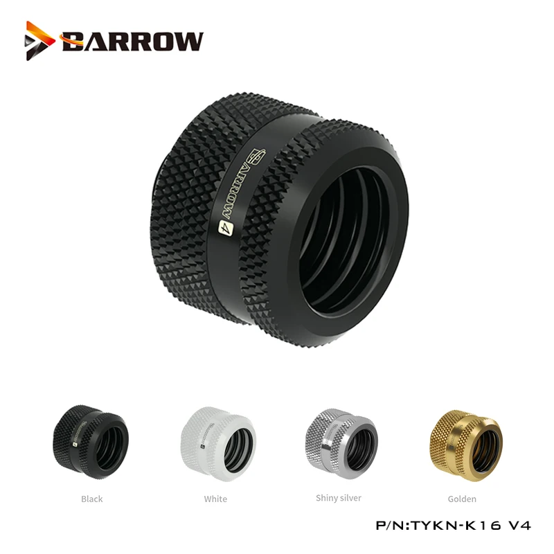 Barrow OD 16mm Hard Tube Compression Fittings, Rigid Pipe Build Fittings Black, Bright Silver / White / Gold,TYKN-K16 V4