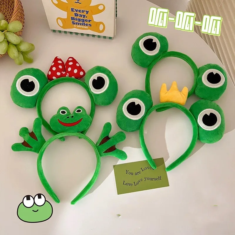 Super cute big Eyed frog hair Band Knitted plush Wash face Headband funny and cute Cartoon Headwear Anti slip Female Headwear