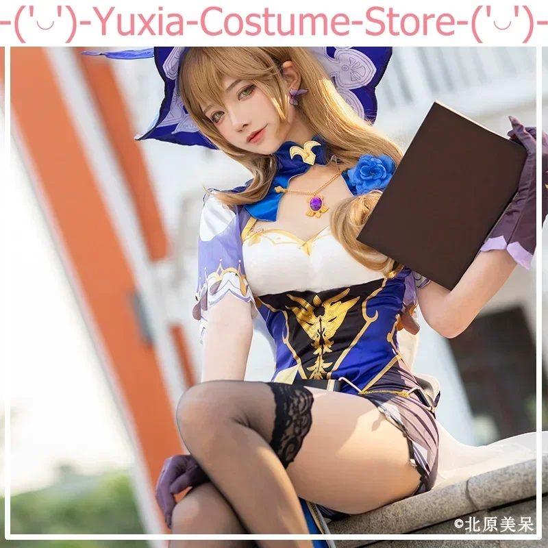 Genshin Impact Lisa Minci Lisa Witch Librarian Wig Cosplay Costume Cos Game Anime Party Uniform Hallowen Play Clothes