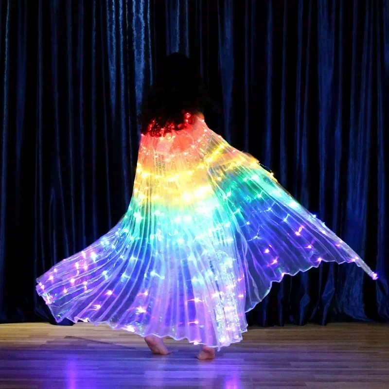 

Girls LED Belly Dance Wings With Sticks Dance Rainbow Wings for Halloween