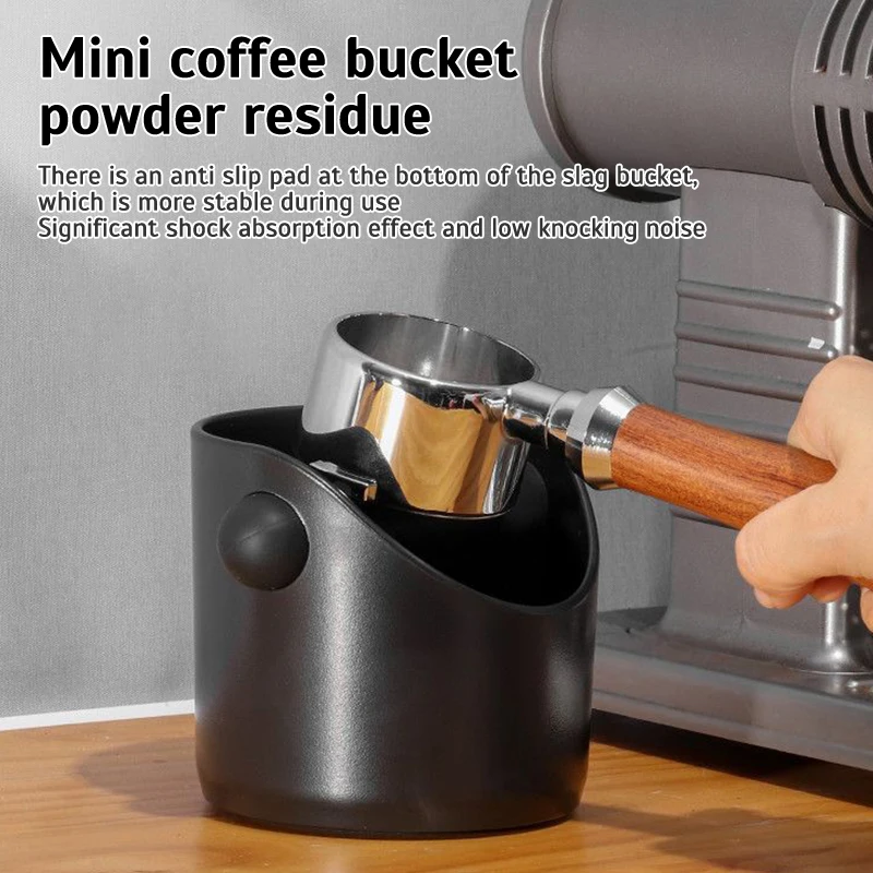 1pc Mini Absorbent Espresso Knock Box Household Straight Mouth ABS Plastic Coffee Knocking Slag Bucket Semi-automatic