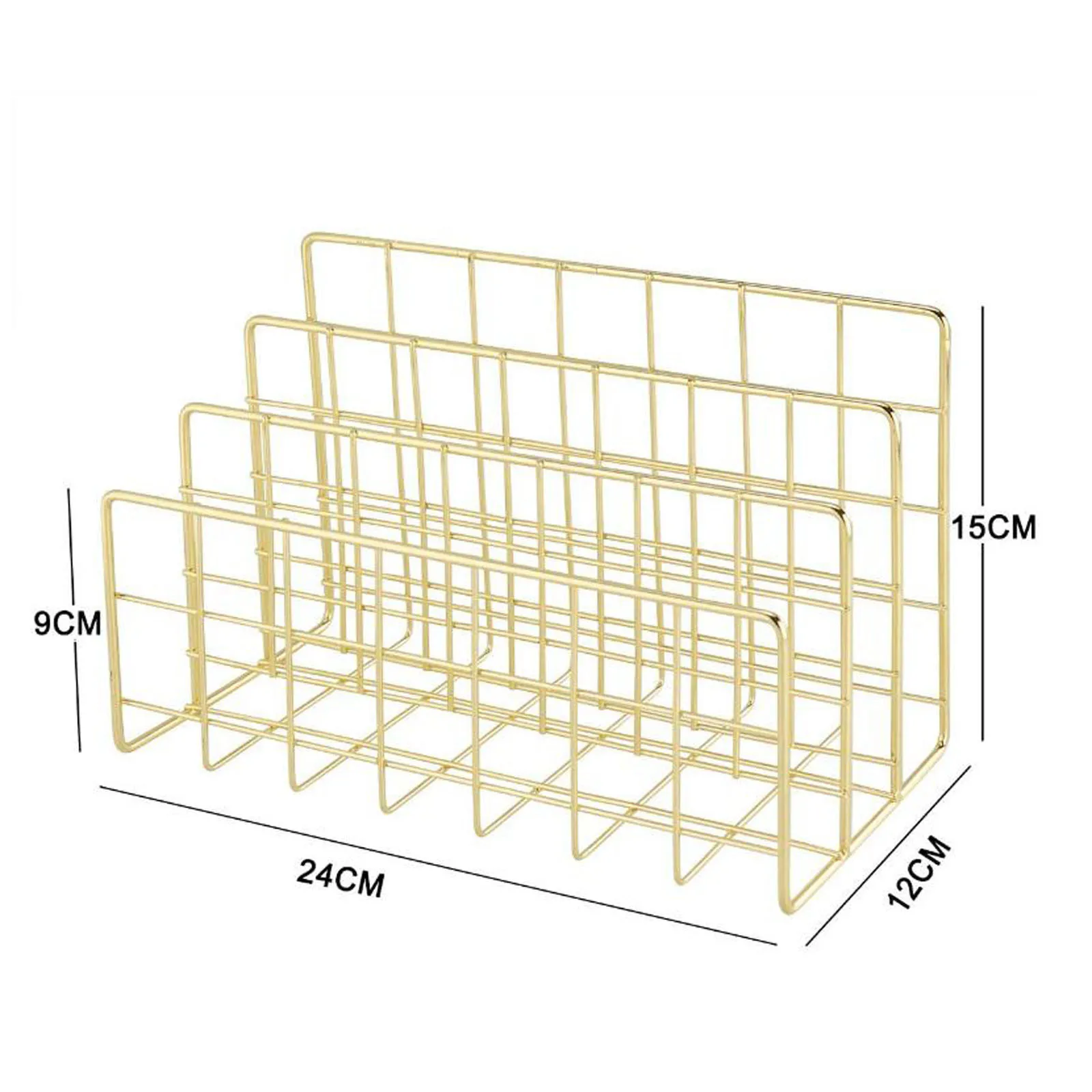 Imagem -06 - Metal Mesh Desk Organizer Desktop Letter Sorter Bandeja de Correio Organizador de Arquivos Titular do Livro Home Bookends Ouro Escritório