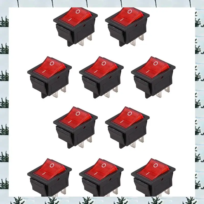 

ABLG 10X 4-контактный DPST с подсветкой красного света, защелкивающийся кулисный переключатель 16A, 20A, 250 В переменного тока