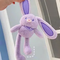 Pulling Rabbit Plush Doll Key Chain Soft Stuffed Toys Plush Bunny Rabbit With Pulling Ears Car Keychains Schoolbag Pendant