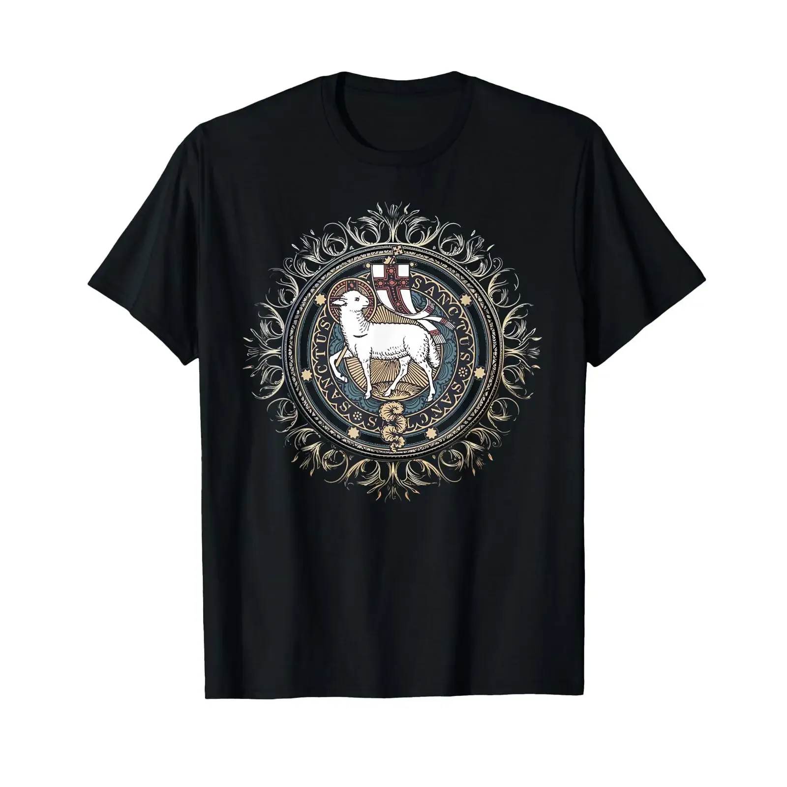 Agnus Dei Sanctus Traditional Latin Mass Catholic T Shirt vintage Washed Top For Everyday Wear Soft Casual streetwear homme