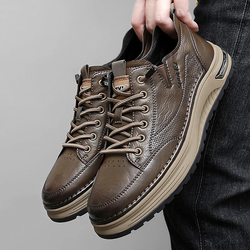 

Мужские кожаные туфли в корейском стиле: деловые оксфорды, уличные кроссовки, повседневная обувь для города, нескользящие, износостойкие