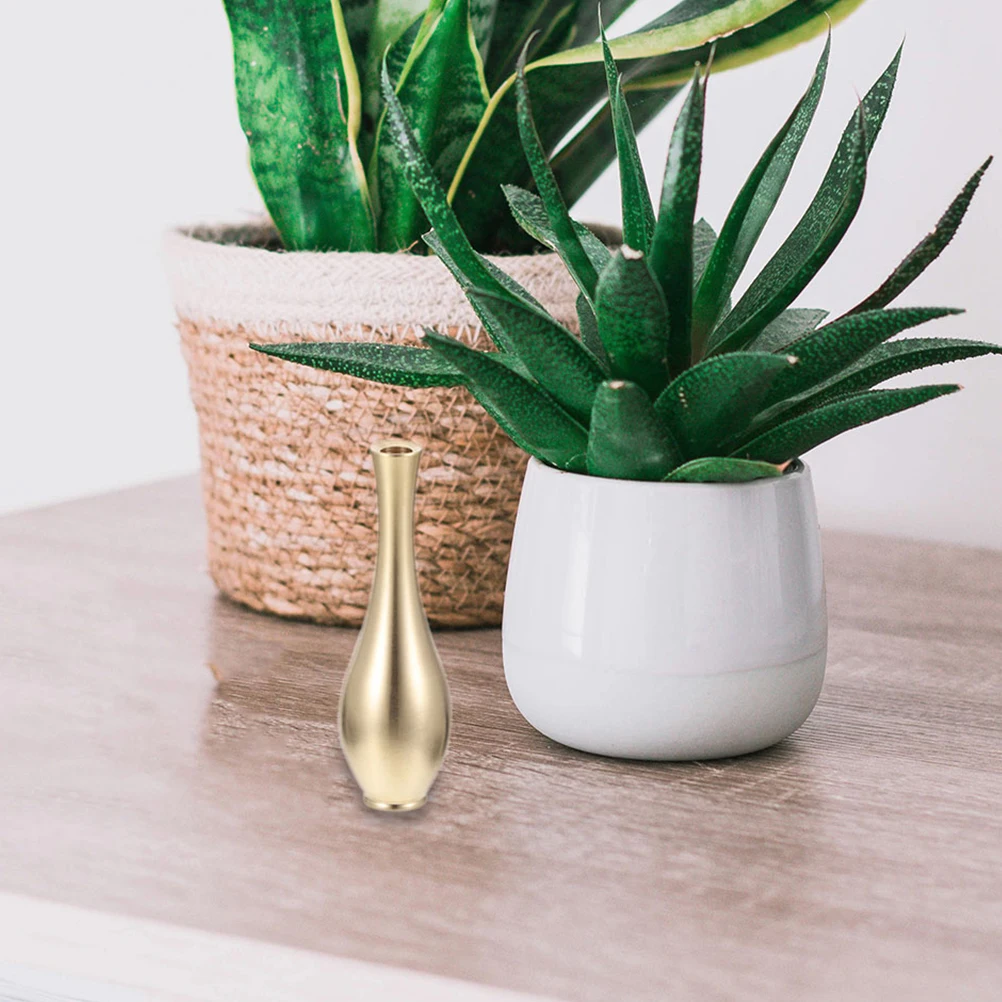 

3pcs Small Copper Flower Desktop Metal Vase Decorative Vintage Planter Tiny Floral Vase For Home Decoration