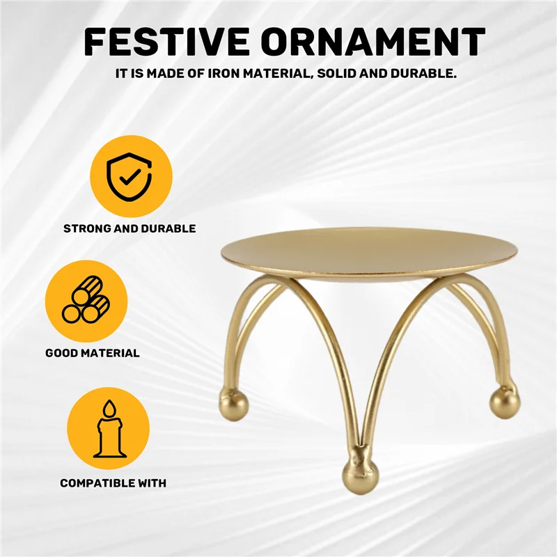 Kochgeräte im europäischen Stil, Kerzenhalter aus Eisen, Retro-Rundtisch, golden, für Zuhause, festliche Verzierung, 1 Stück