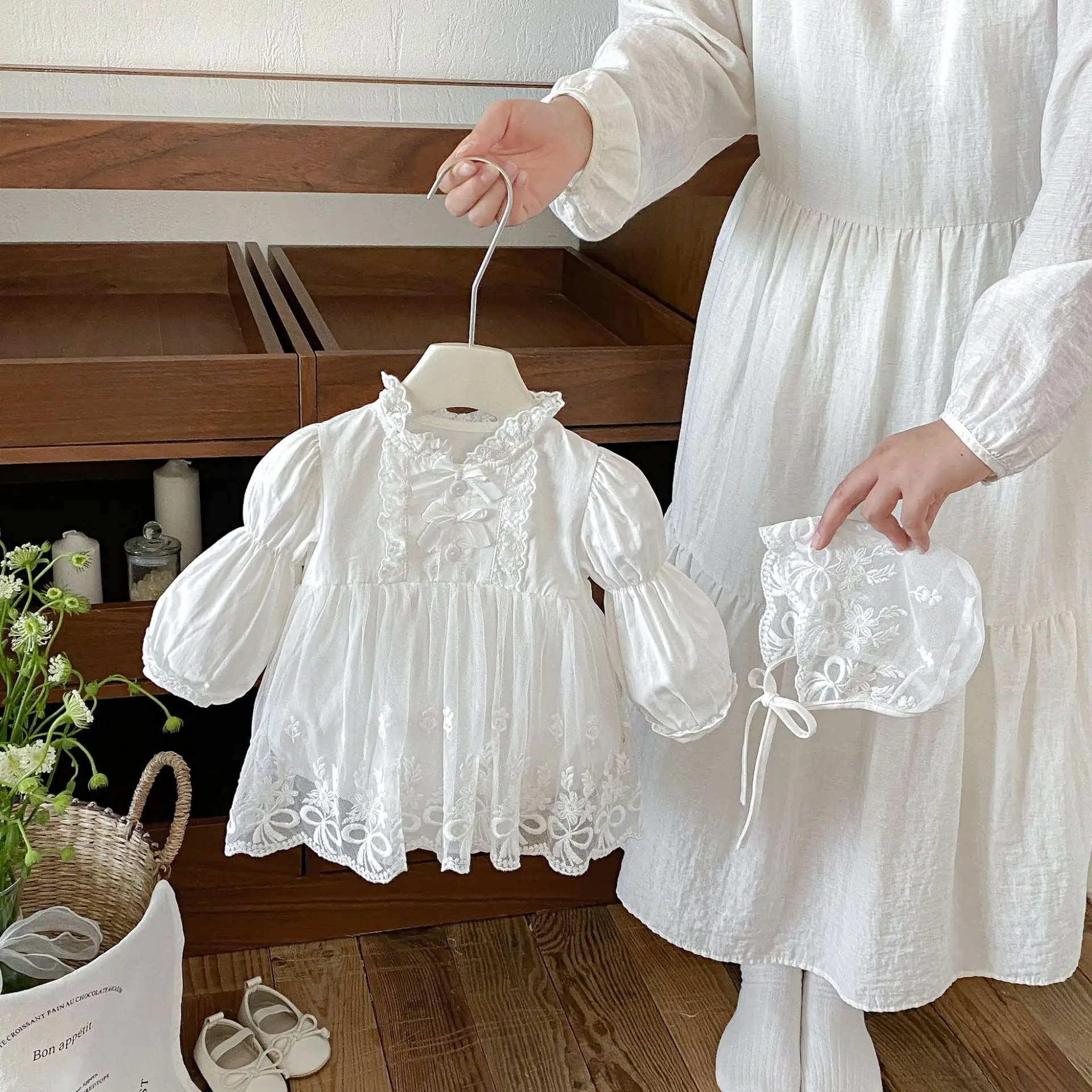 2026-new-fall-baby-girls-lace-trim-romper-dress-toddler-long-sleeve-princess-bodysuit-cute-cotton-outfit