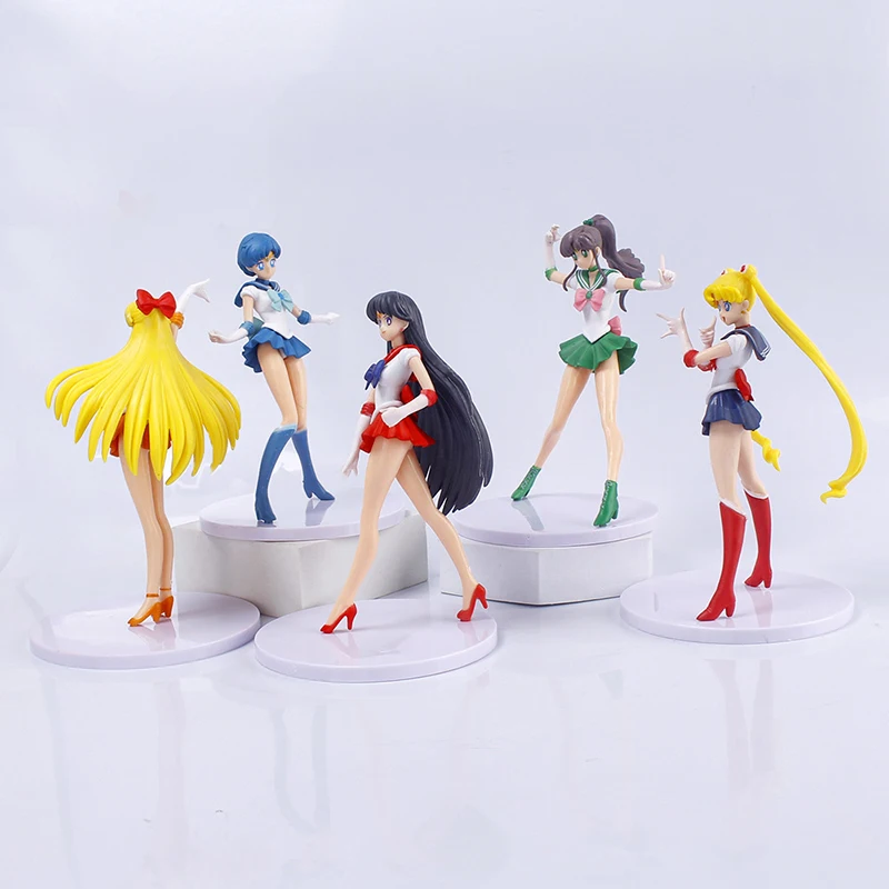 5pcs Anime Sailor Moon Action Figures Tsukino Usagi Tuxedo Venus  Sexy Girl Pvc Kawaii Collectible Model Toy Doll Kids Gift