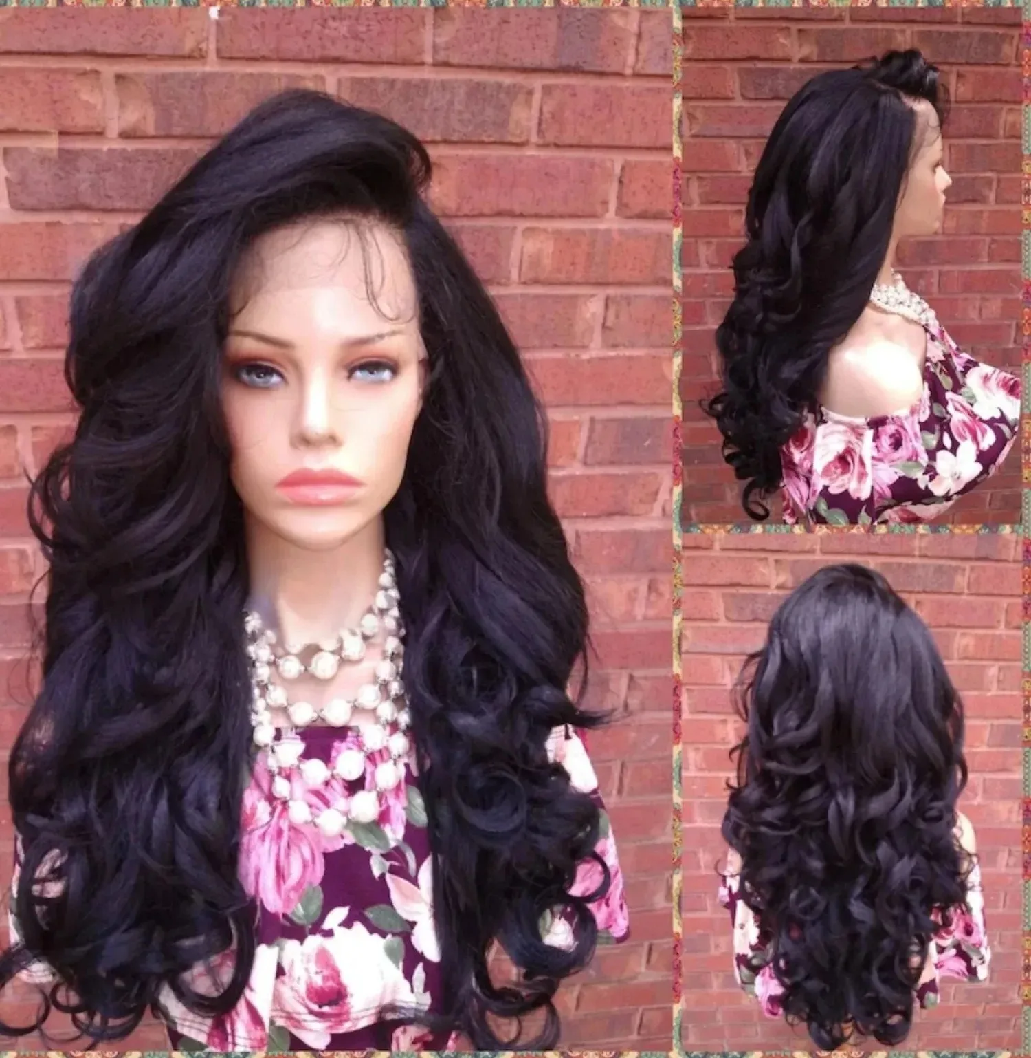 블랙 바디 웨이브 레이스 프론트 가발 13x4 HD 투명 글루리스 가발 프리플럭드 합성 레이스 프론탈 가발 내열성 데일리 착용