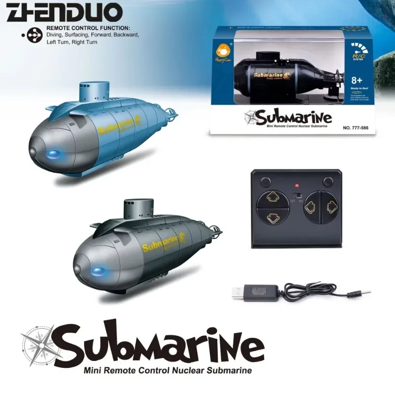 Mini RC Nuclear Submarine Spielzeug 6-Wege-Fernbedienung Boot Elektrischer Tauchfisch Wassertank Kindergeschenke