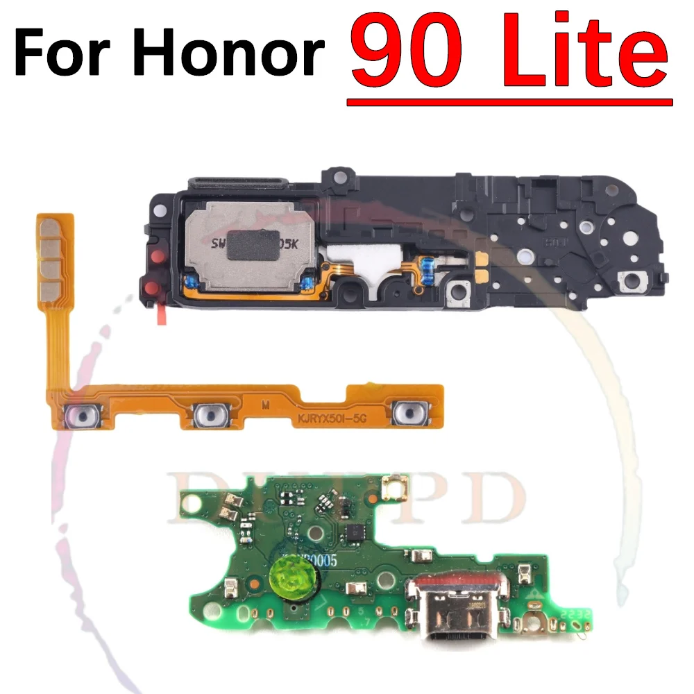 SIM Card Tray USB Charging Port Board For Honor 90 Lite 90lite Loudspeaker Ringer Buzzer On/Off Power Volume Flex Cable Part