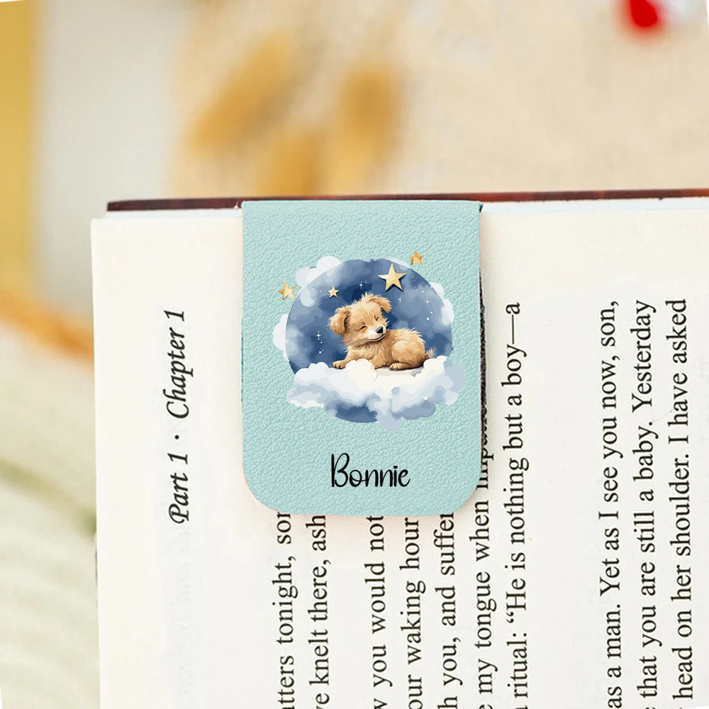 1PC Cute Puppy Customizable Name UV Print Aqua Blue Book Clamp For School Supplies view 3