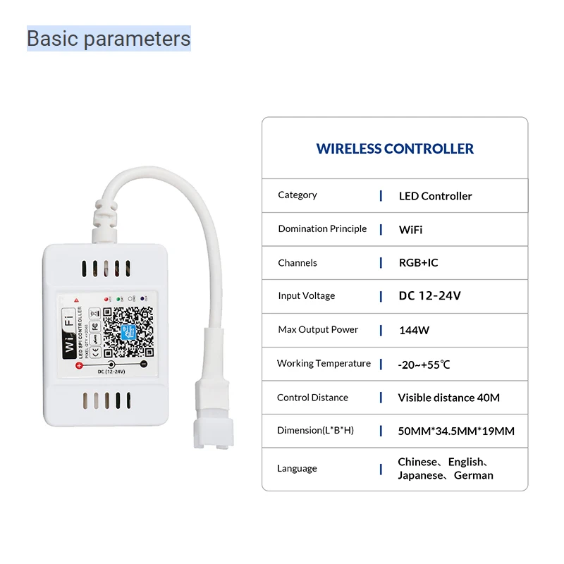 Smart WiFi LED RF Controller DC 12V 24V 2048 Pixel Magic Color Music Wireless Remote Dimmer for WS2811 WS2813 RGB Strip Lights