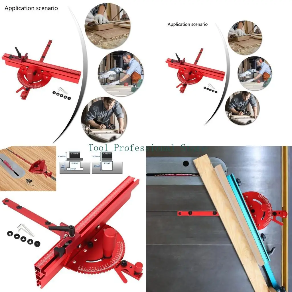 

57QF Aluminum Miter Gauges for Table Sawing 19x9.5mm Slot Woodworking Table Stop Tool