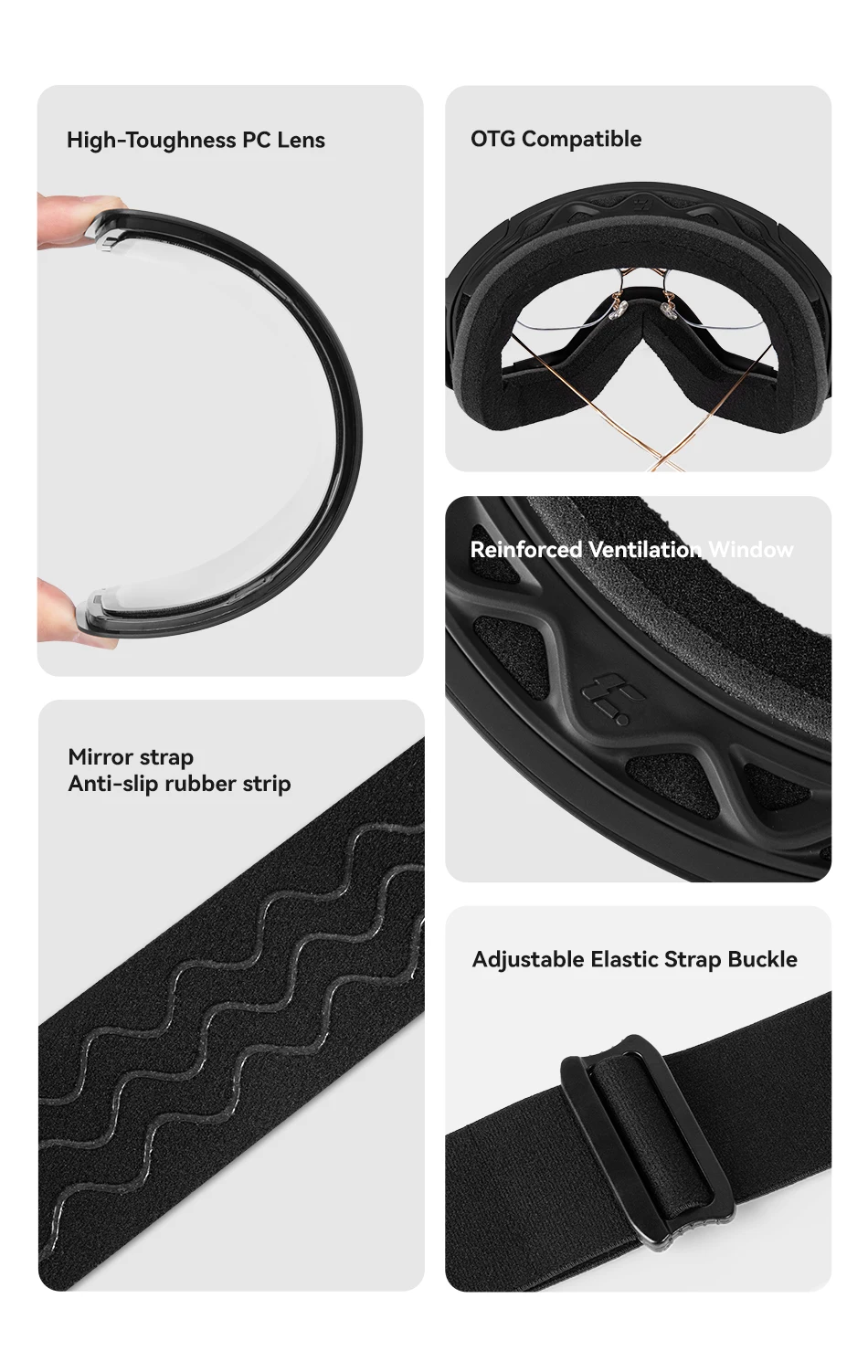 COPOZZ Winter Magnetische Skibrille Erwachsene Outdoor UV400 Schutz High-definition Anti-fog Abnehmbare Frauen Männer Snowboard Brille – Detail 10