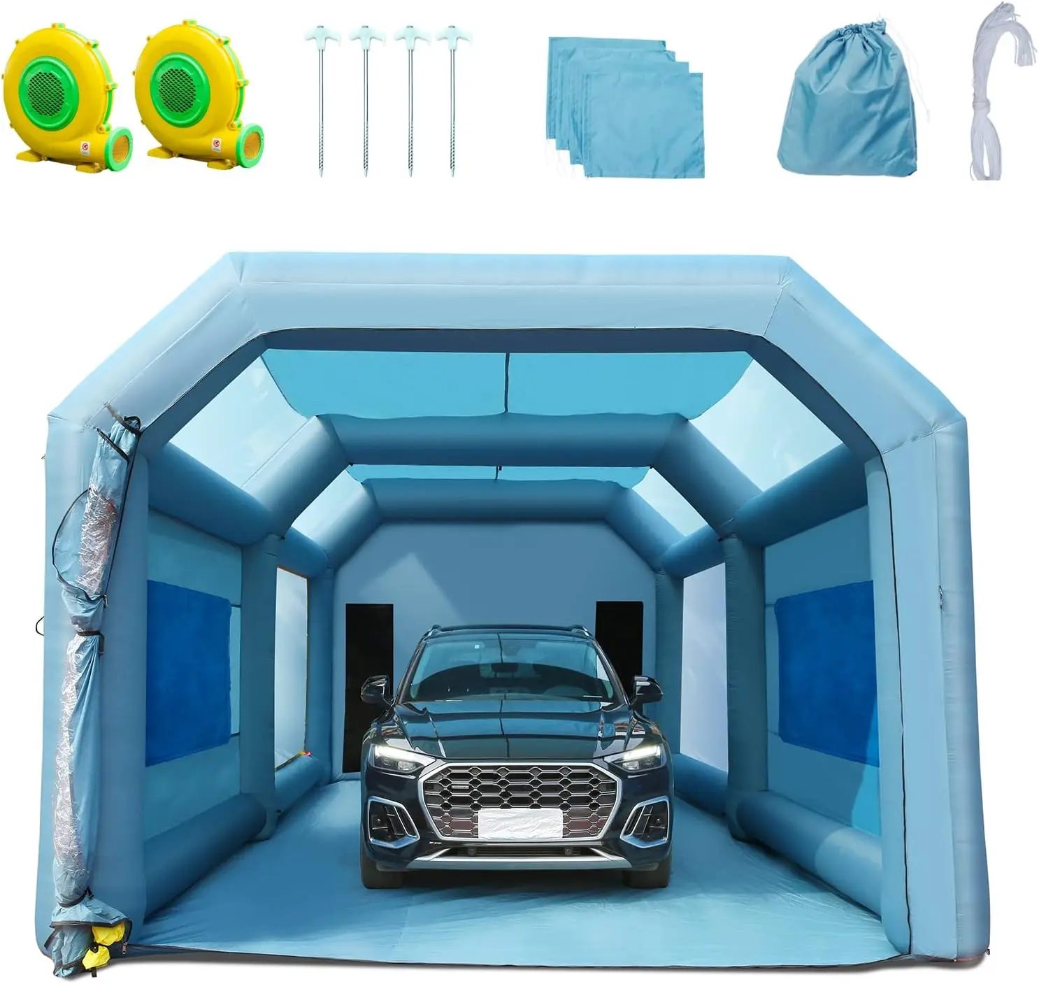 

26x15x11ft Inflatable Paint Booth, Inflatable Spray Booth, High Powerful 750W+950W Blowers Spray Booth Tent, Car Paint Tent