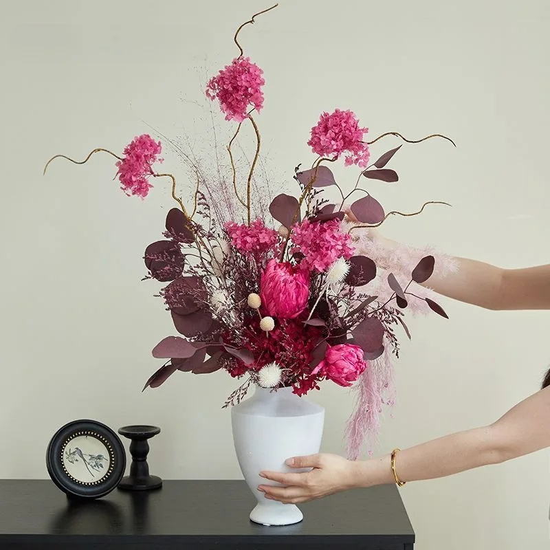 Pink immortal bouquet rose peony begonia mixed and matched dried flower living room bedroom dining table simulated flower