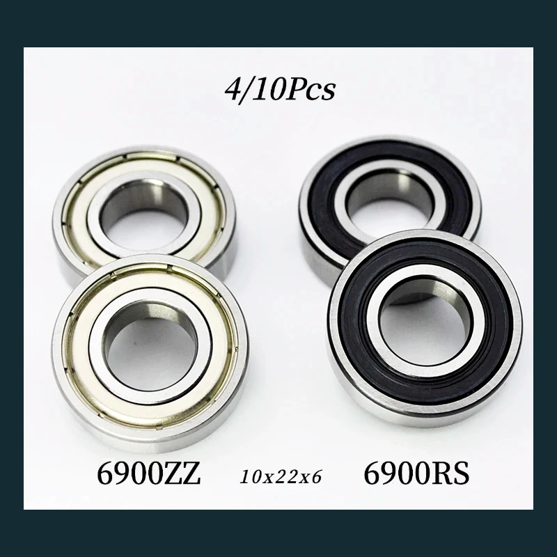 4/10pcs 6900 2RS ZZ 10*22*6 mm 6900RS 6900Z DDU 2Z Inner Diameter 10 mm Chrome Steel Deep Groove Bikes Bicycles Ball Bearings