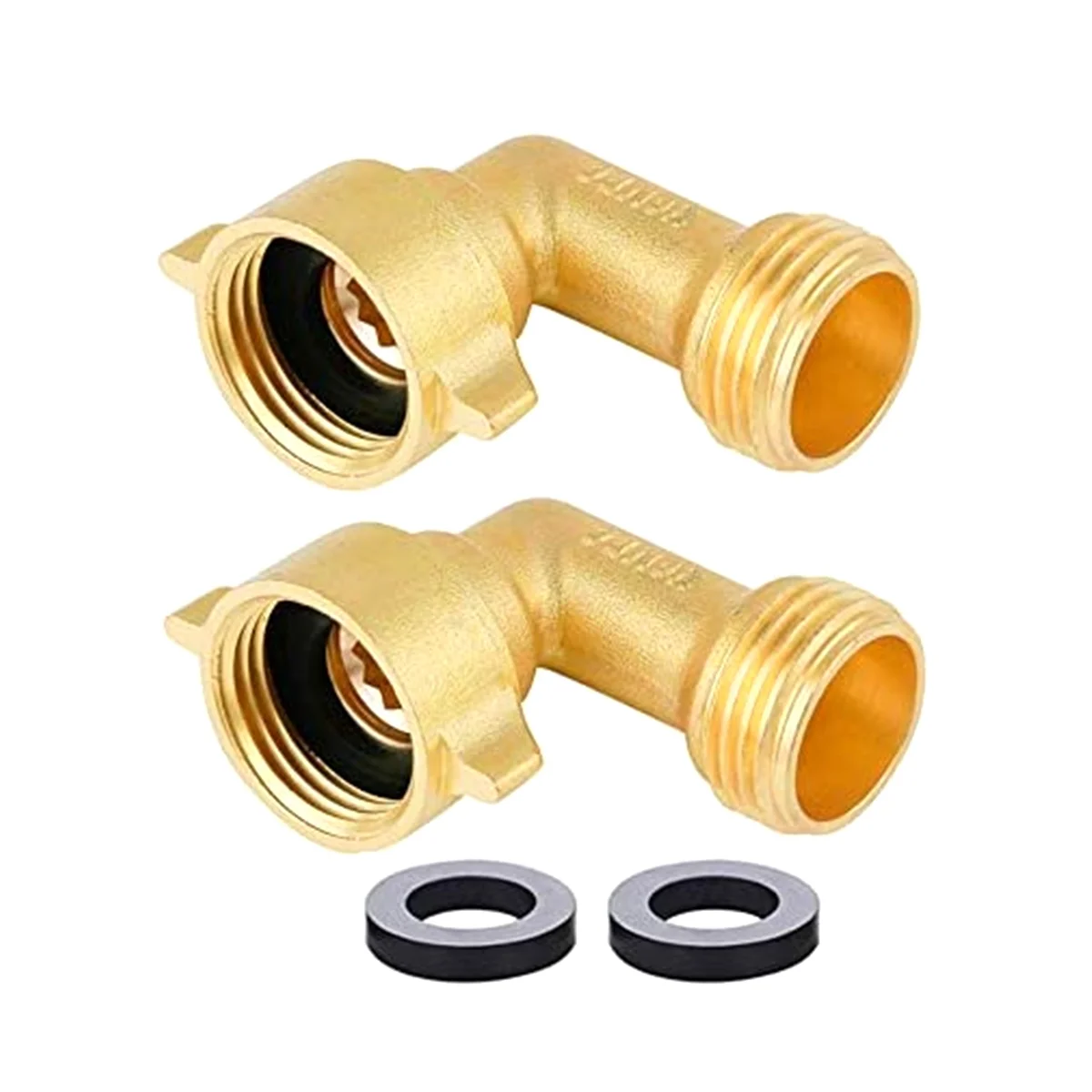 

2Pcs 90-Degree Garden Hose Elbow 3/4 inch Hose Brass Garden Hose Connector for RV Water Hookups&Residential Faucets