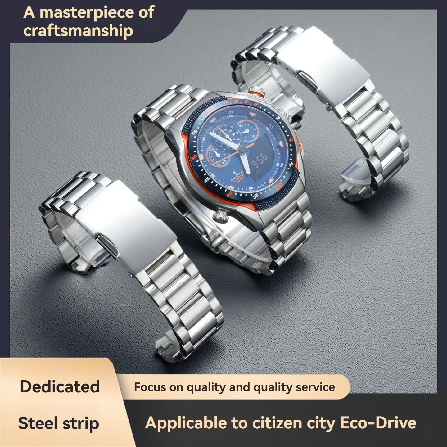 For Citizen Eco-Drive JW0148, JW0138, JW0139 Men's Solid Curved Steel Band, 22mm Business Watch Band Replacement Parts