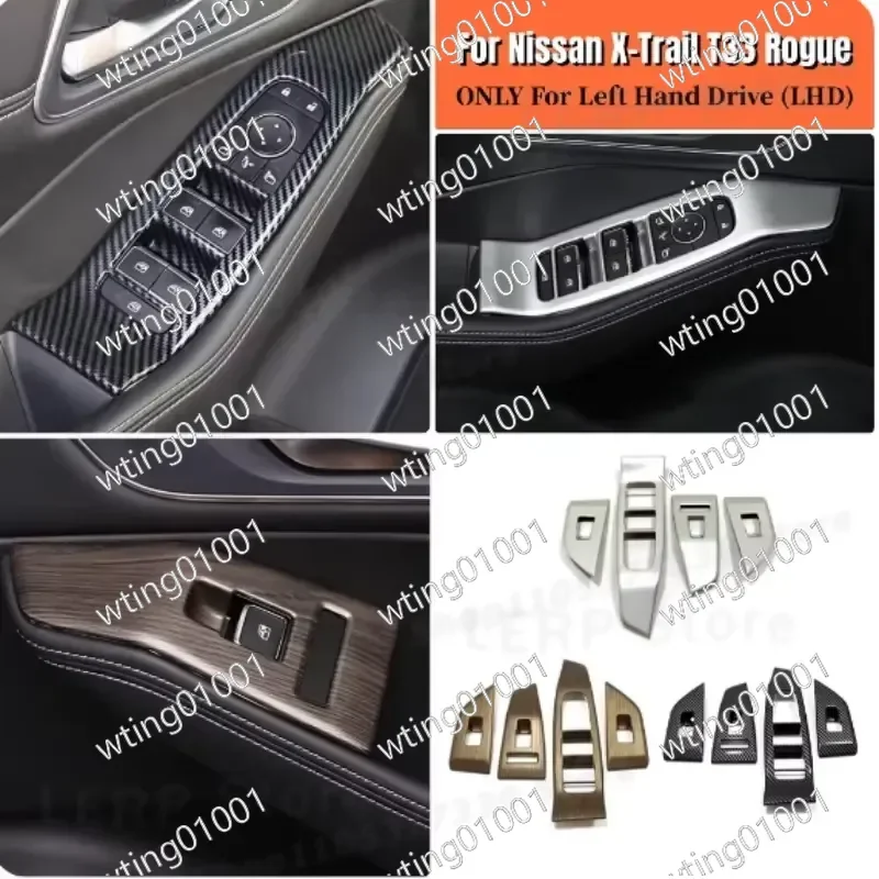for X Nissan X-Trail T33 Rogue 2021-2023 Window Lift Switch Panel Cover Trim Sticker ABS Interior Door Auto Accessories