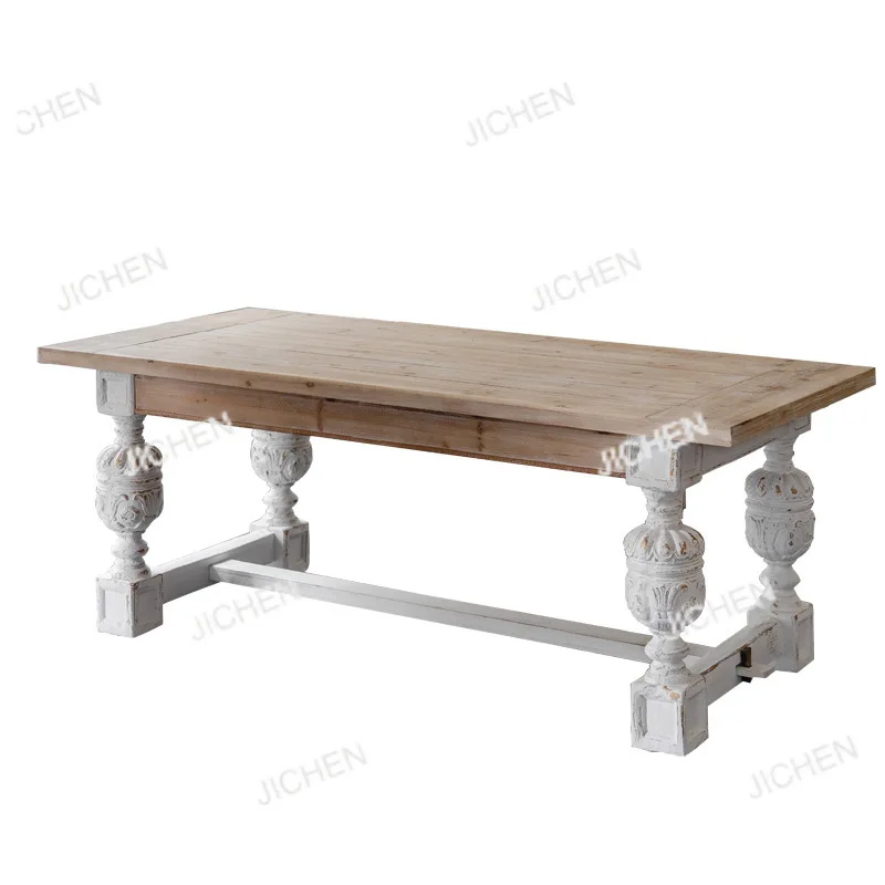 

Французский ретро старый обеденный стол из цельного дерева, вилла B & B, гостиная, чайный столик, журнальный столик, римская колонна, резной ресторан, переговоры