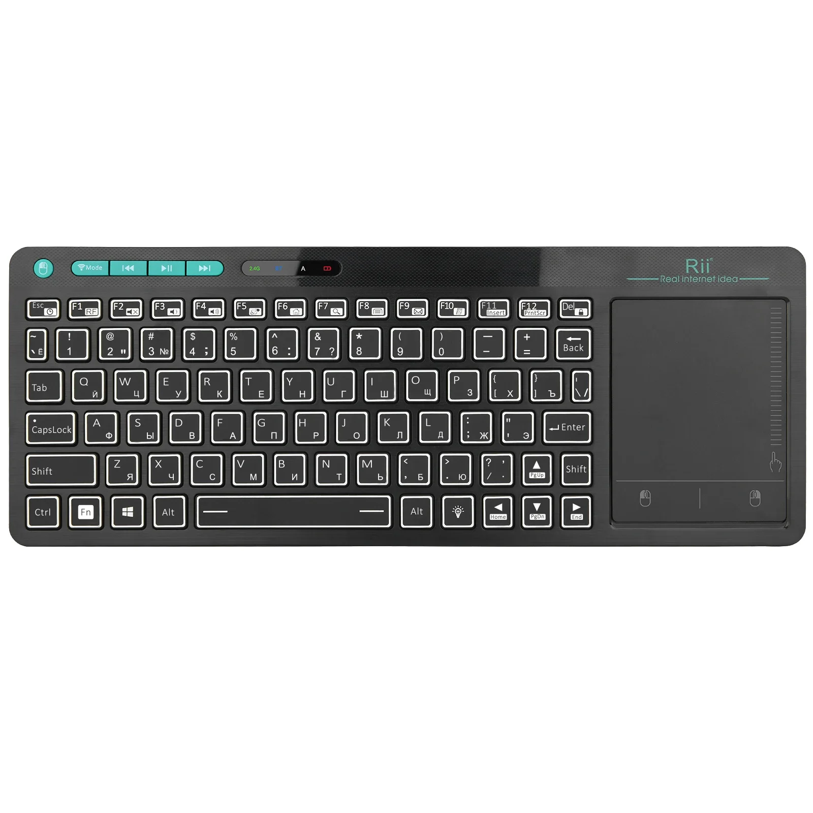 

Rii K18S Wireless Backlit Russian Mini Bluetooth Keyboard with Multi-Touch For Smart TV Android TV Box,IPTV HTPC,PC