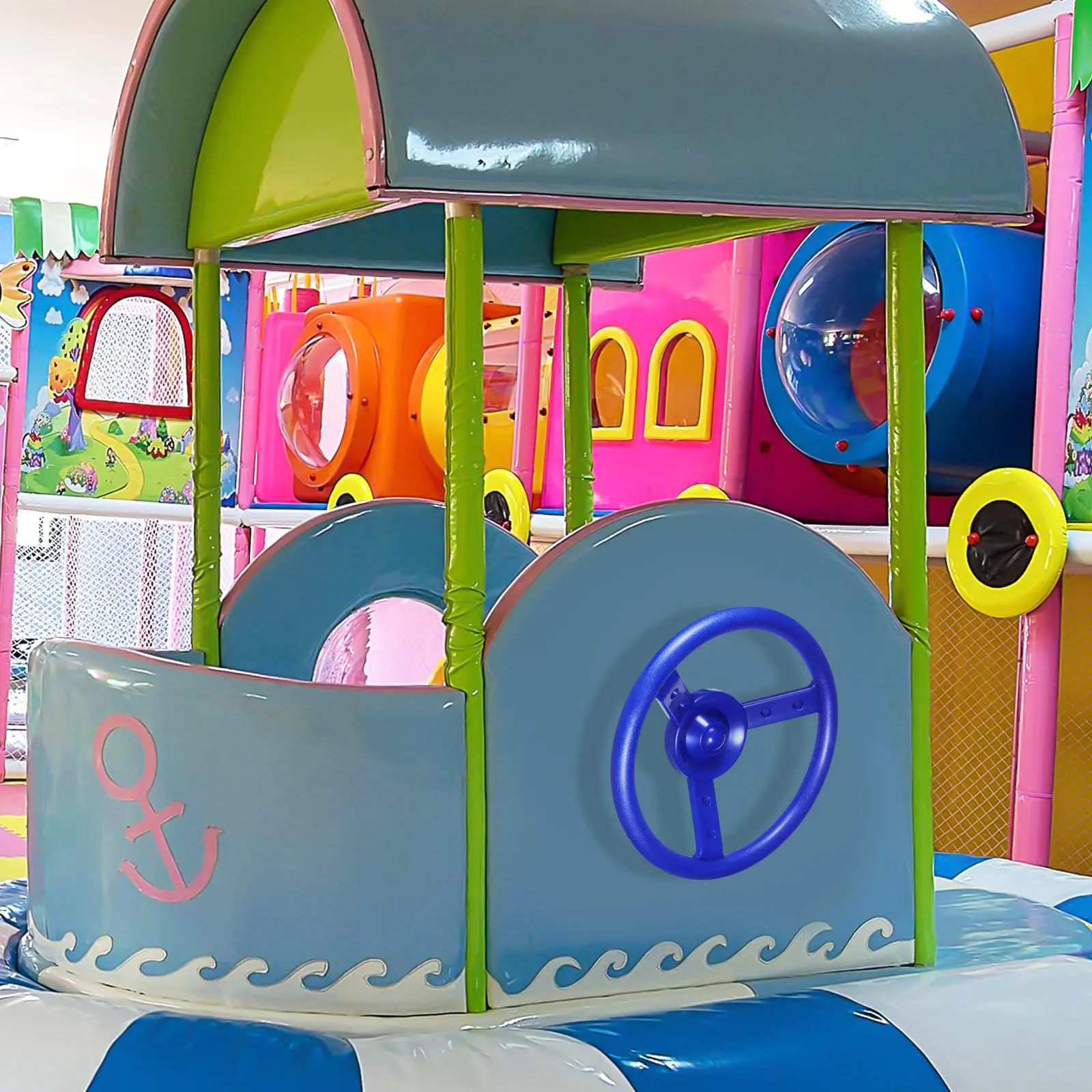 

Compact Plastic Mini Steering Wheel Kids Lightweight Comfortable Grip Outdoor Playsets Backyard Playground Pretend Driving