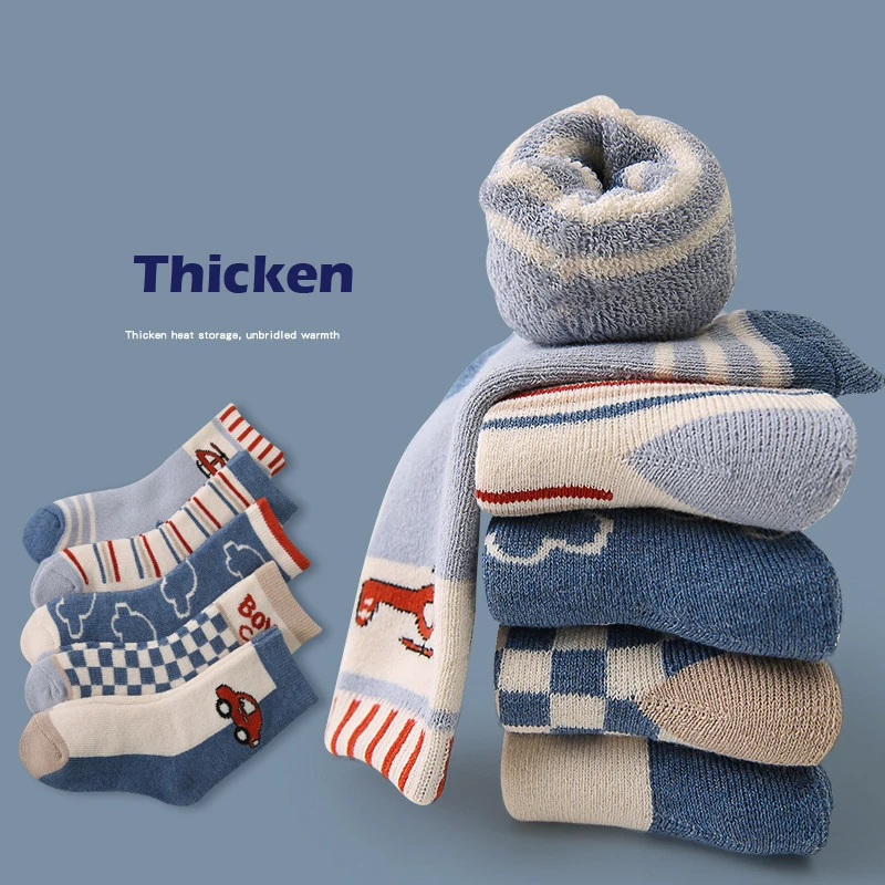 5 Paar Wintersocken, Thermo-Socken für Kinder, Jungen, Mädchen, Cartoon-Bär, warme Baumwollsocken, Plüschsocken für Kleinkinder – Detail 10