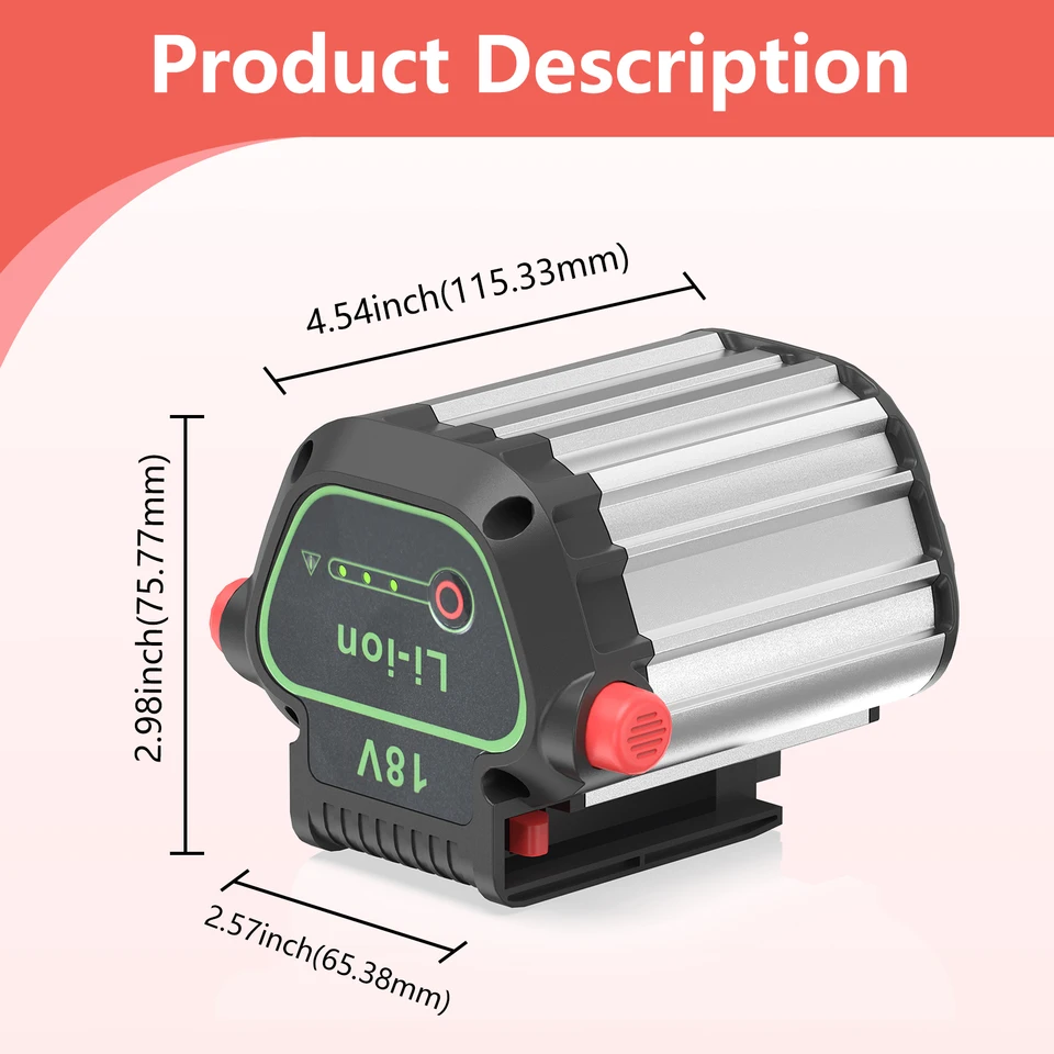 Batería de repuesto DREAMDASH 18V 4.0Ah 72Wh Li-ion para Gardena BLi-18 9839-20 9840-20 compatible con herramientas Gardena Li-18 EasyCut recortadora ComfortCut recortadora de setos cortacésped con BMS integrado y pantalla de energía LED 8