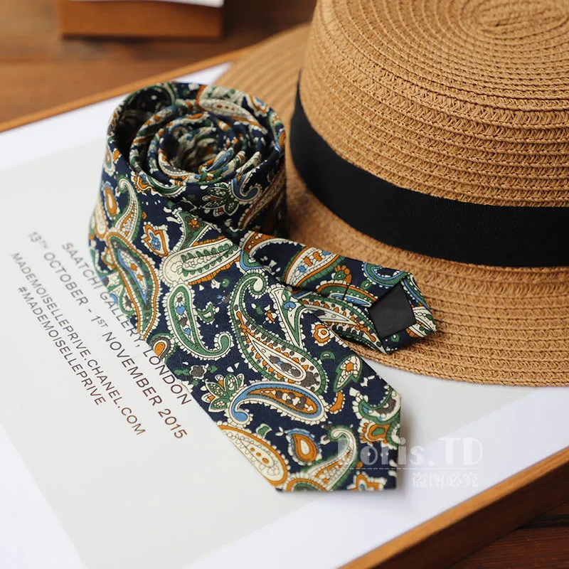 ความแปลกใหม่ Paisley ผ้าฝ้ายผู้ชายแฟชั่น Tie เนคไทคอ Tie สําหรับงานแต่งงานดอกไม้ Bowtie เจ้าบ่าวคอ Tie Cravat ของขวัญ