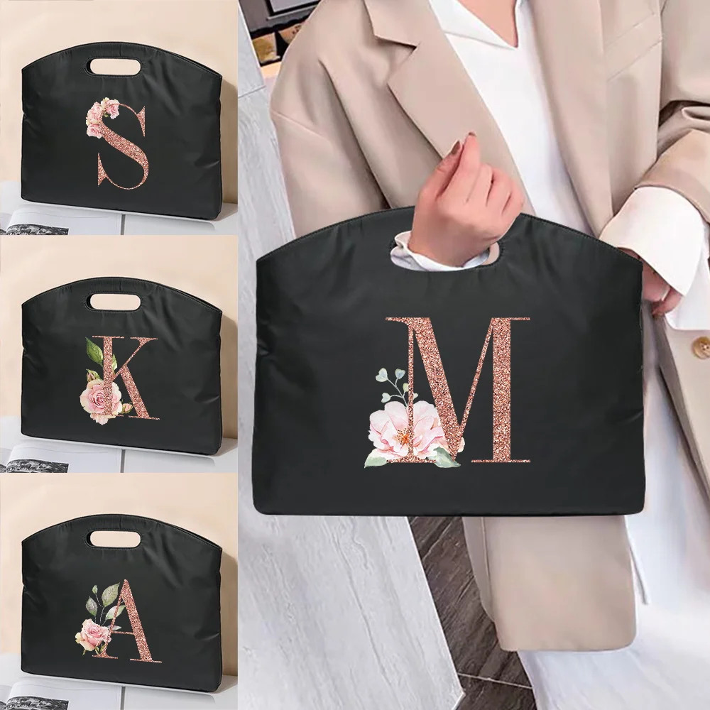 

Briefcase Business Large Capacity Work Commuting Handbag Conference Document Storage Pack Rose Gold Series Handheld Briefcase