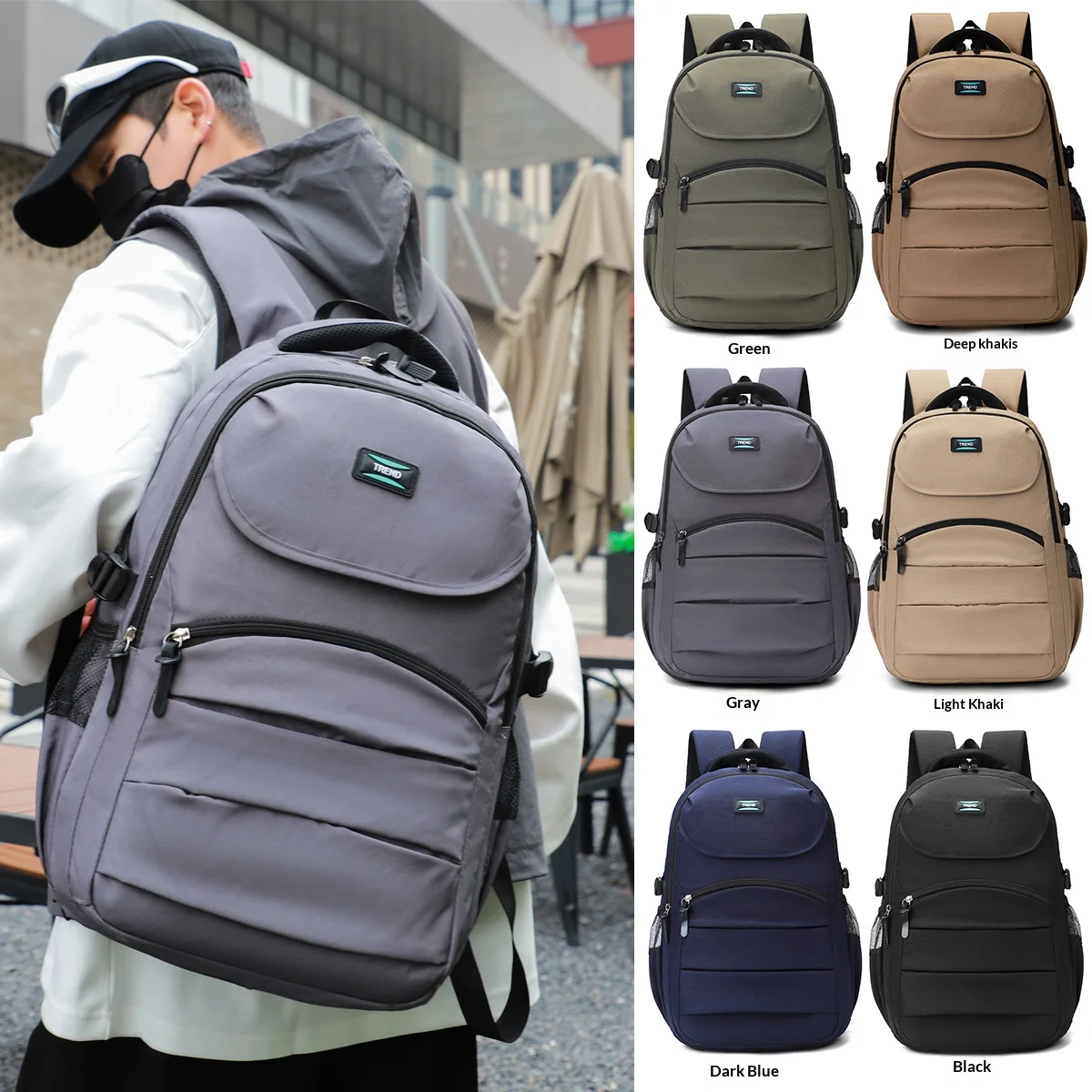 Business new style backpack, men's outdoor travel schoolbag, multi-functional computer backpack, large capacity handbag