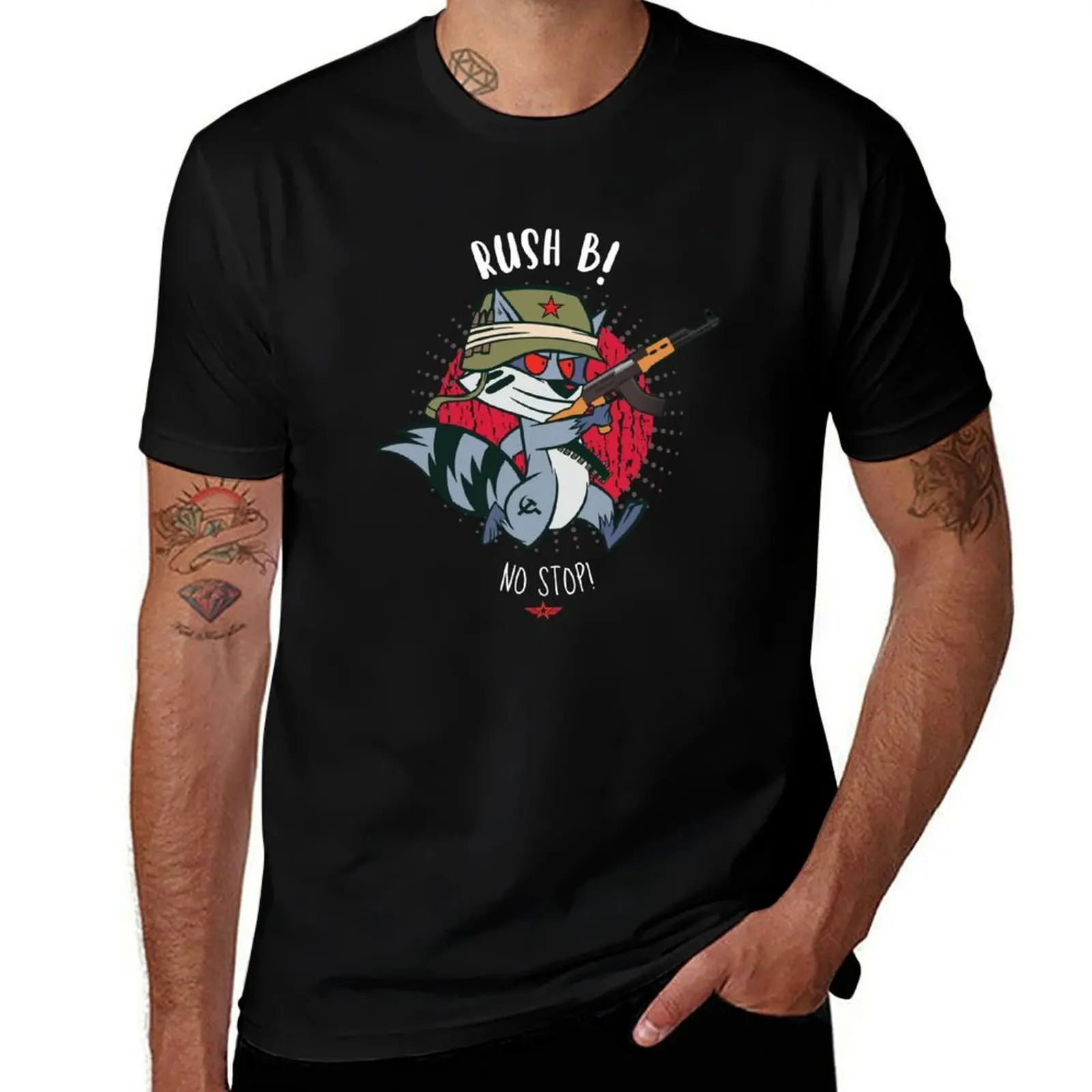 

Rush B No Stop Funny Counter Strike CS Pun T-Shirt funny shirt cotton Man t-shirt compression shirt men
