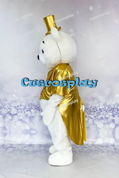 Weihnachten Goldener Smoking Teddybär Maskottchen Kostüm Anime Cosplay Weißer Bär Halloween Karneval Party Events Anime Erwachsene Weihnachten