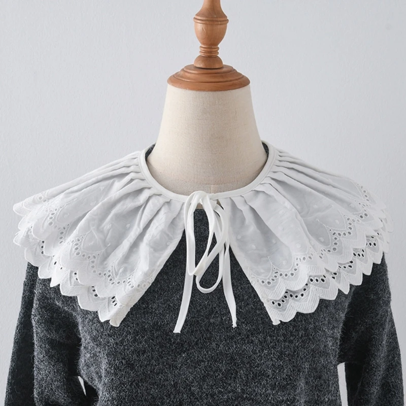 

Women Pleated Neckline Capelet Lace-Up Shawl Wrap Detachable Layered Faux Collar Dropship