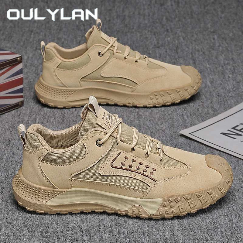 

Oulylan 2025 летние мужские кроссовки, повседневные спортивные кроссовки на толстой подошве, уличная спортивная обувь на шнуровке, модная однотонная походная обувь