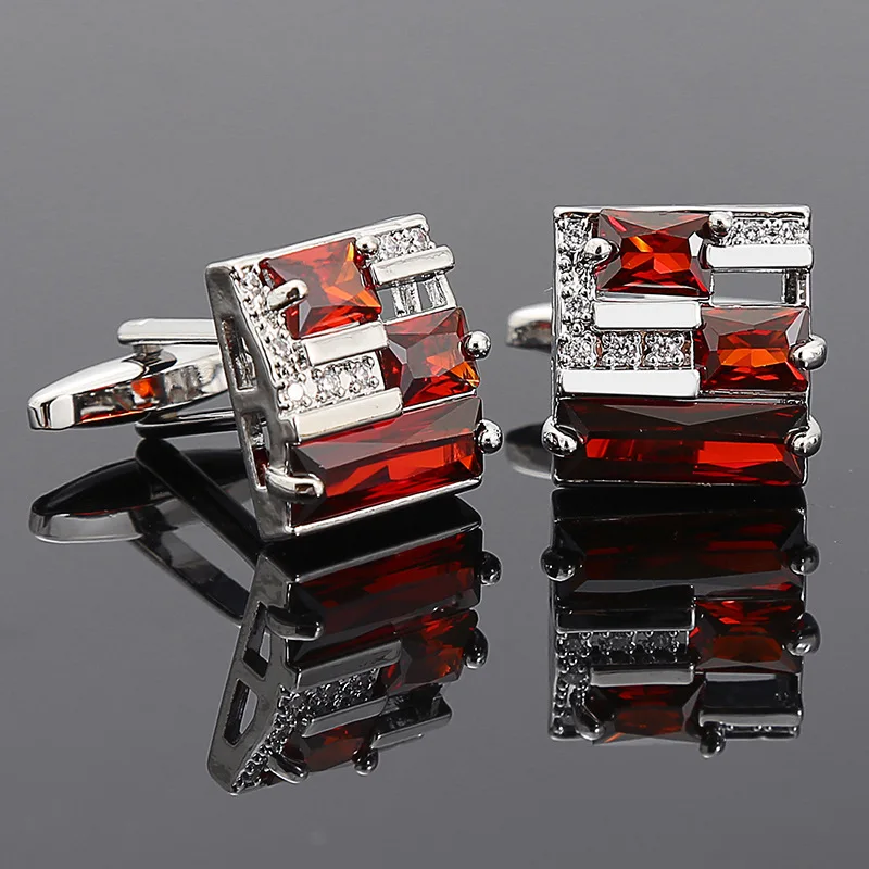 Men's Cufflinks Rhinestone Zircon Luxury Cufflins for Men Personality Fashion Business Banquet Jewelry Mens Wedding Accessories