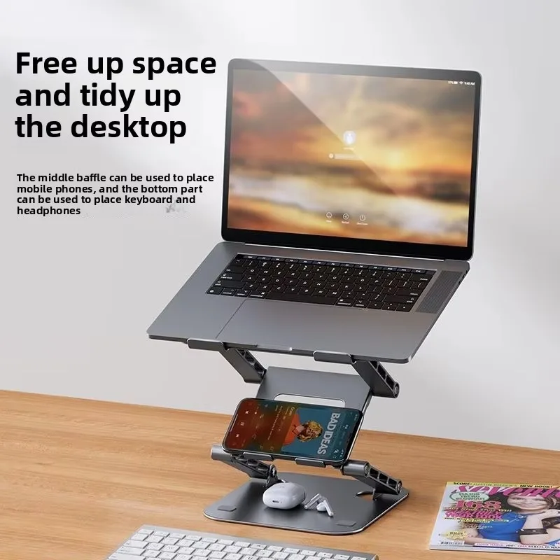 Heightening Heat Dissipation Carbon Steel Three Layer Laptop Tablet Stand 3