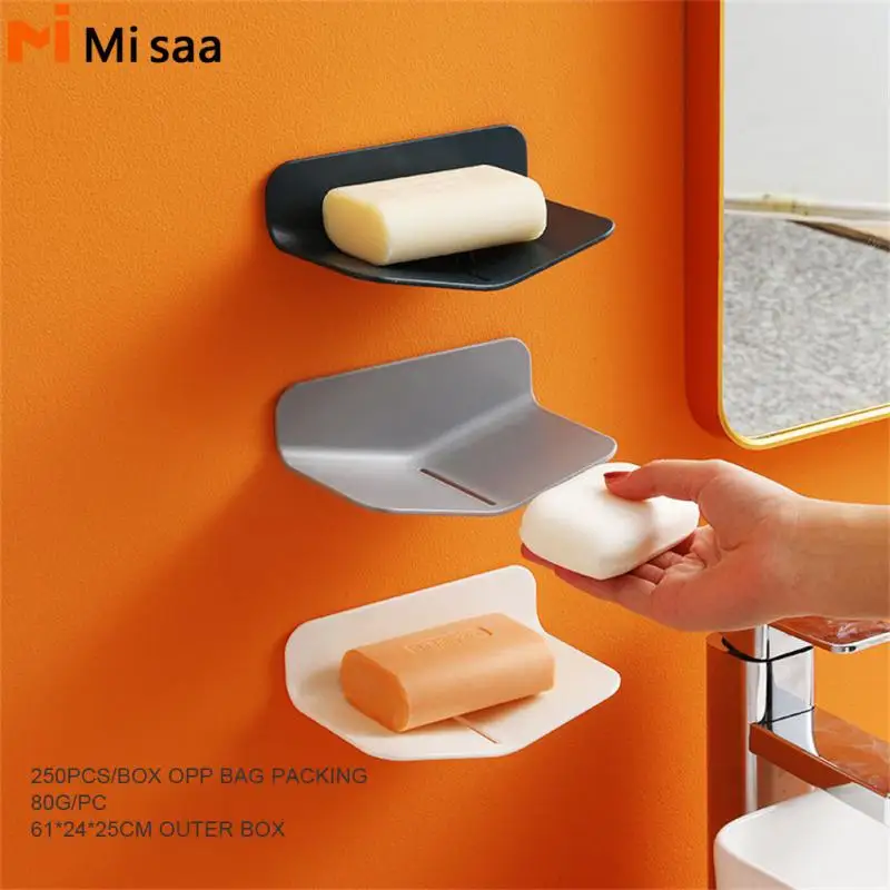 Soap Sponge Tray No Drilling Wall Mounted Non-marking Punch-free Bathroom Artifact Soap Dishes Bathroom Shelf Soap Rack