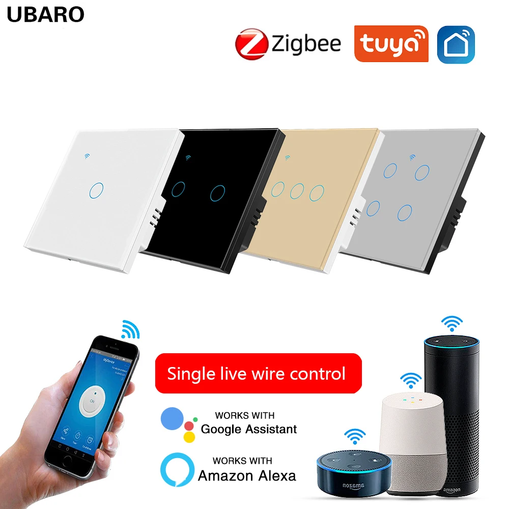 UBARO EU Smart House Tuya APP Zigbee Schakelpaneel Licht Intelligente sensorknop Werk Alice Alexa Google Home Voice Single Live