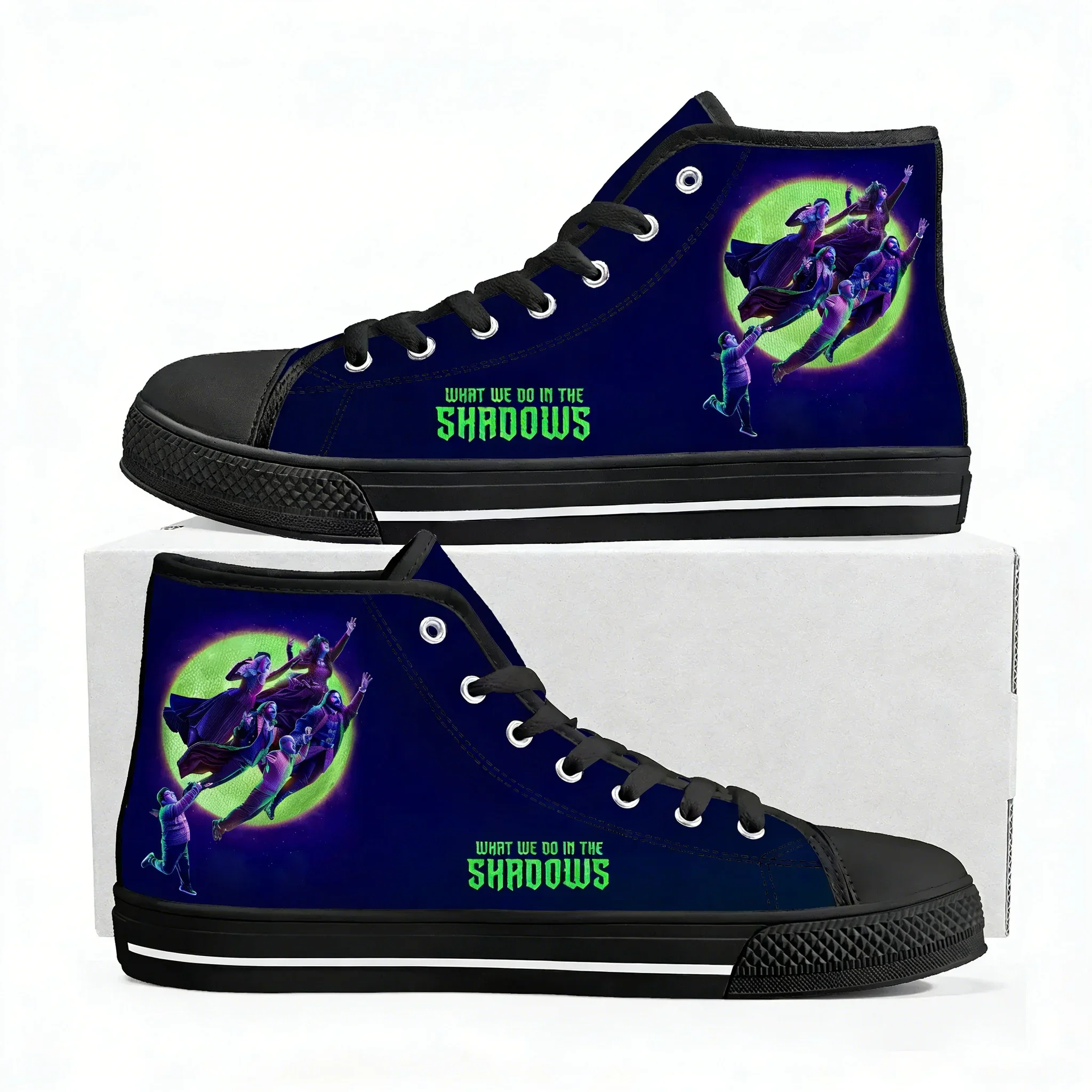 What We Do in The Shadows High Top Sneakers Men Women Teenager High Quality Trend Canvas Sneaker Built Casual Couple Custom Shoe
