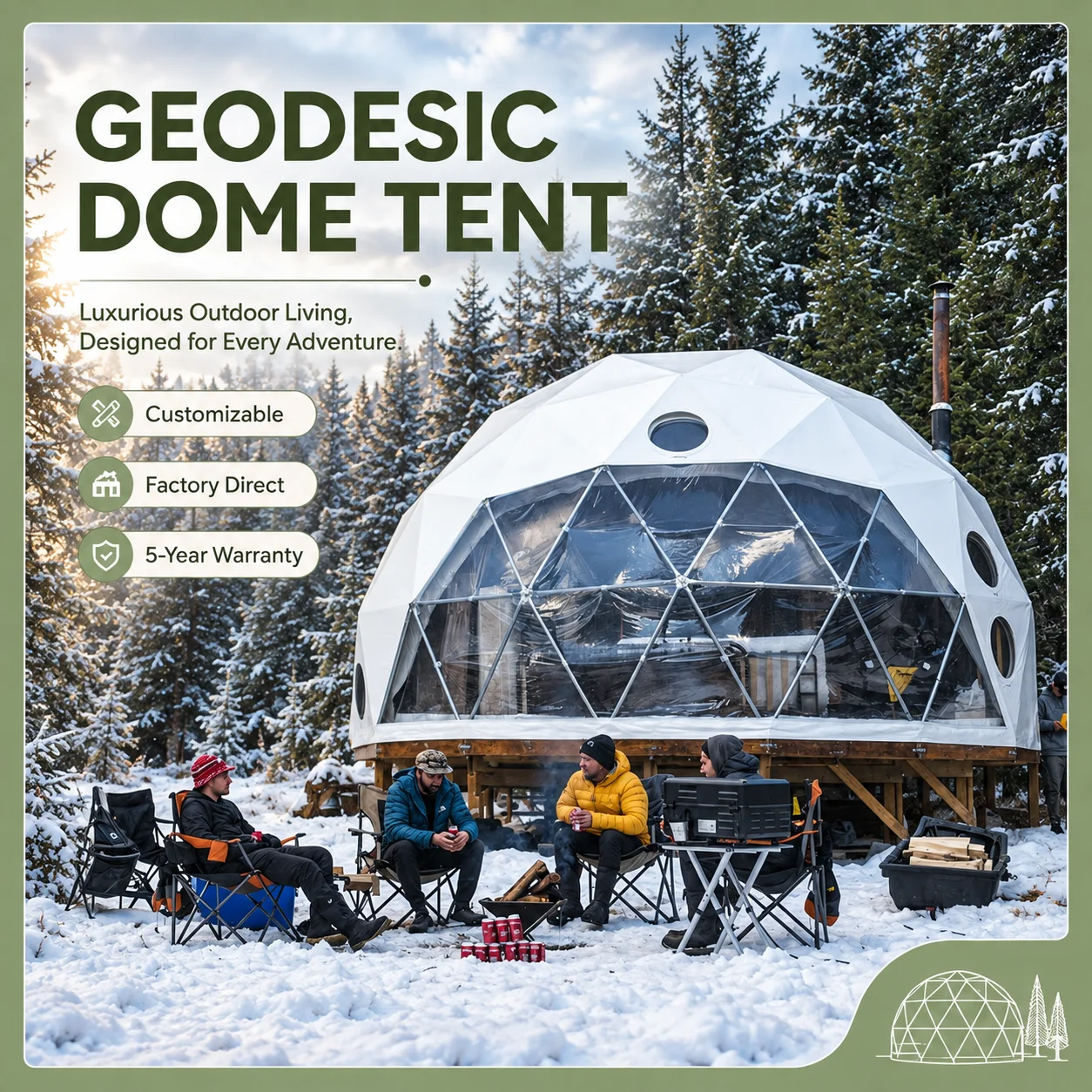 Waterproof Outdoor Exhibition Geodesic Dome Tent, Professional Galvanized Steel Round Shelter for Commercial Outdoor Activities