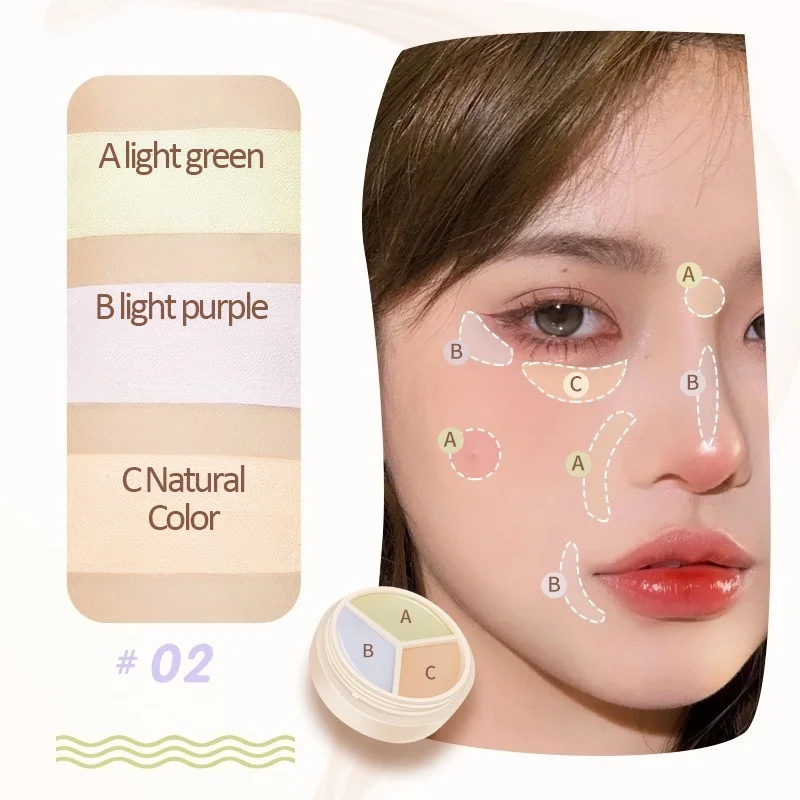 كونسيلر WODWOD ثلاثي الألوان قابل للتعديل، كونسيلر للبقع، كونسيلر علامات الجيب، كونسيلر مقاوم للماء #6