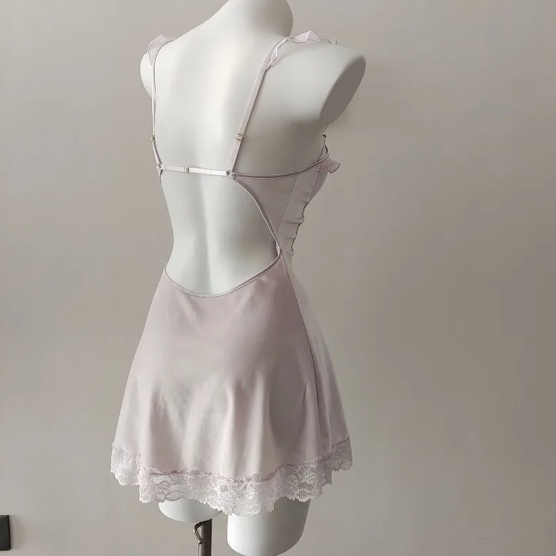 프랑스 섹시 벨벳 파자마 여성용 나이트가운 겨울용 가슴 패드 포함 서스펜더 나이트드레스 리본 스트랩 드레스 여성용 라운지웨어